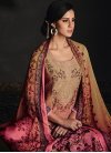 Beige and Hot Pink Cotton Silk Palazzo Style Pakistani Salwar Kameez - 2