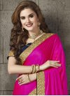 Silk Lace Work Navy Blue and Rose Pink Half N Half Trendy Saree For Ceremonial - 2