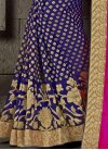 Silk Lace Work Navy Blue and Rose Pink Half N Half Trendy Saree For Ceremonial - 1
