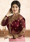 Ayesha Takia Maroon and Pink Banglori Silk Jacket Style Salwar Kameez - 1