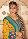 Mustard and Teal Designer Contemporary Style Saree - 1