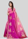 Fuchsia and Hot Pink Woven Work Contemporary Style Saree - 2