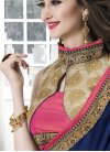 Sophisticated Navy Blue and Rose Pink Lace Work  Trendy Classic Saree - 1