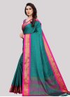 Woven Work Rose Pink and Teal Designer Traditional Saree - 1