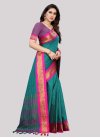 Woven Work Rose Pink and Teal Designer Traditional Saree - 2