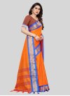 Blue and Orange Designer Contemporary Saree For Casual - 2