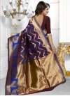 Lovable  Blue and Maroon Traditional Saree For Ceremonial - 1