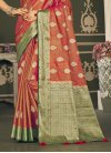 Woven Work Green and Tomato Trendy Classic Saree - 3
