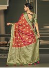Woven Work Green and Tomato Trendy Classic Saree - 2