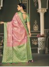Pink and Sea Green Silk Blend Traditional Designer Saree - 2