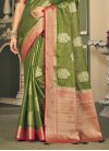 Woven Work Olive and Red Designer Traditional Saree - 1