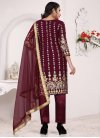 Embroidered Work Faux Georgette Pant Style Designer Salwar Suit - 1