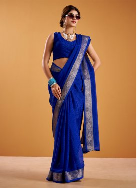 Woven Work Classic Saree For Casual in Blue