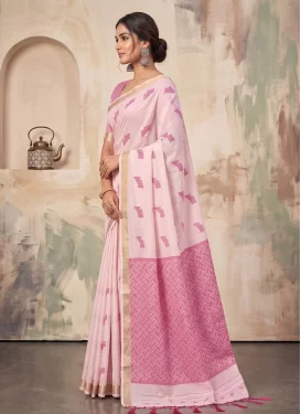 Woven Work Cotton Classic Saree in Pink for Women