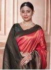 Bottle Green and Salmon Woven Work Traditional Designer Saree - 2