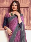 Hot Pink and Navy Blue Designer Contemporary Saree For Casual - 1