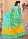Invigorating Banarasi Silk Mustard and Turquoise Thread Work Trendy Classic Saree - 1