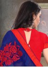 Embroidered Work Navy Blue and Red Faux Georgette Trendy Classic Saree For Ceremonial - 1