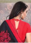 Princely Faux Georgette Black and Red Contemporary Style Saree For Ceremonial - 1