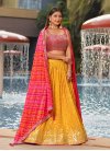 Georgette Mustard and Rose Pink Embroidered Work A Line Lehenga Choli - 3