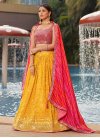 Georgette Mustard and Rose Pink Embroidered Work A Line Lehenga Choli - 4