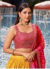 Georgette Mustard and Rose Pink Embroidered Work A Line Lehenga Choli - 1