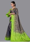 Mint Green and Navy Blue Contemporary Style Saree - 1