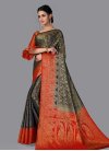 Navy Blue and Red Art Silk Designer Contemporary Style Saree For Ceremonial - 2