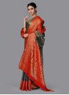Navy Blue and Red Art Silk Designer Contemporary Style Saree For Ceremonial - 1