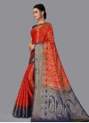 Navy Blue and Red Woven Work Designer Traditional Saree - 2