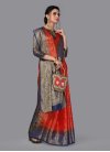 Navy Blue and Red Woven Work Designer Traditional Saree - 1