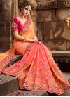 Orange and Pink Beads Work Half N Half Trendy Saree - 1