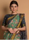 Cotton Navy Blue and Sea Green Designer Traditional Saree For Casual - 1