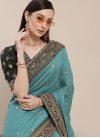 Vichitra Silk Embroidered Work Designer Contemporary Style Saree - 2