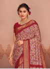Beige and Red Print Work Designer Contemporary Style Saree - 2
