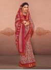 Beige and Red Print Work Designer Contemporary Style Saree - 4