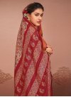 Beige and Red Print Work Designer Contemporary Style Saree - 1