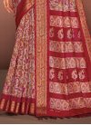 Beige and Red Print Work Designer Contemporary Style Saree - 3