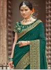 Embroidered Work Vichitra Silk Designer Traditional Saree For Casual - 1