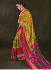 Silk Blend Mustard and Rose Pink Digital Print Work Trendy Classic Saree - 3
