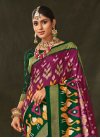 Silk Blend Digital Print Work Green and Purple Designer Traditional Saree - 1