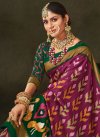 Silk Blend Digital Print Work Green and Purple Designer Traditional Saree - 2