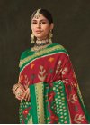 Green and Red Digital Print Work Trendy Classic Saree - 2