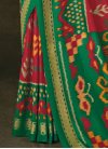 Green and Red Digital Print Work Trendy Classic Saree - 1