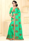 Embroidered Work Faux Chiffon Contemporary Style Saree For Ceremonial - 2