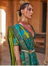 Bottle Green and Mint Green Print Work Designer Contemporary Style Saree - 1