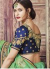 Mint Green and Navy Blue Classic Saree For Party - 2