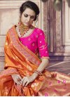 Orange and Rose Pink Banarasi Silk Trendy Saree - 1