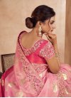 Pink and Rose Pink Embroidered Work Designer Contemporary Style Saree - 2