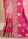 Pink and Rose Pink Embroidered Work Designer Contemporary Style Saree - 1